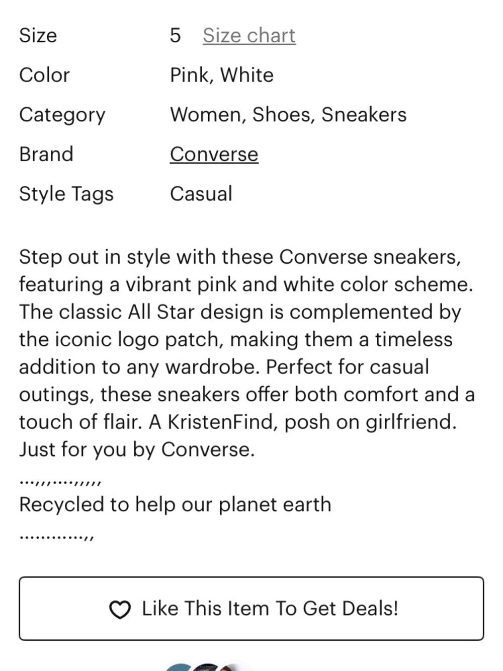 Converse Pink Low-Top Canvas Sneakers with White Toe Cap - Picture 10 of 10